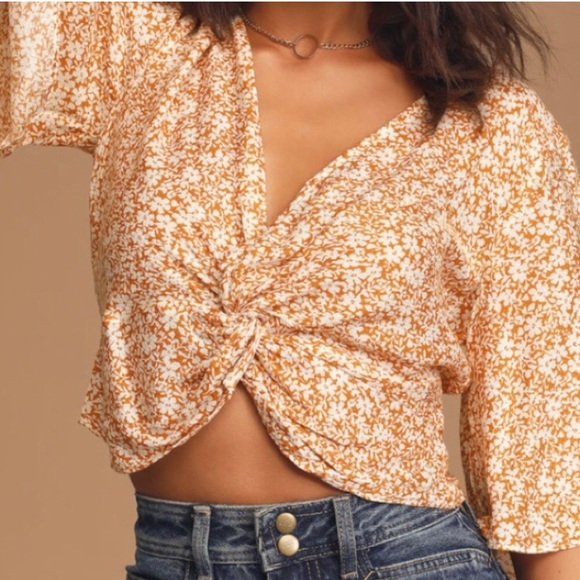 NWT Sage the Label Wild Honey Floral Print Twist-Front Top - Picture 2 of 4